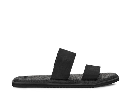 Claquette Sanuk Yoga Gora Cuir Femme - Noir JYHIWE408